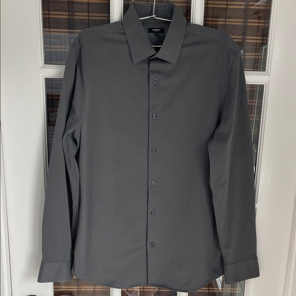 Express Charcoal Button-Up Dress Shirt